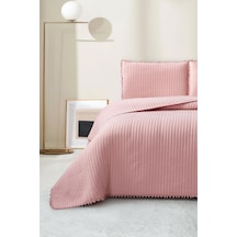 Venedik Elyaf Dolgulu Çift Kişilik 240x260 Cm Yatak Örtüsü Pudra Pudra