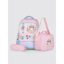 Ççs Kids Premium Okul Çanta Seti 3'lü İlkokul Ortaokul Sırt Çantası Termal Beslenme Çantası Kalemlik Pembe 51979