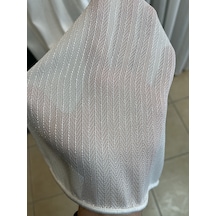 Safir Balık Sırtı Ekru Çizgili Düz Tül Perde Ekru