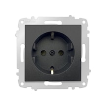 Ovivo Grano Siyah Natural Topraklı Priz Çerçevesiz - 7 Adet