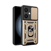 Vivo Y27 Uyumlu Kılıf Pars Lens Yüzüklü Silikon - Gold