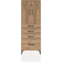 Arges Dolap 2 Raflı 4 Çekmeceli 2 Kapaklı 60x30x163 Çam-çam Çam