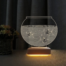 3D Akvaryum Tasarım Led Gece Lambası Doğumgünü Hediyesi