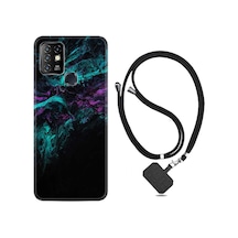 Infinix Hot 10 Kılıf Boyun Askılı Abstract Green 1302 Siyah