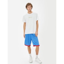 Koton Spor Şort Oversize Beli Lastikli Diz Altı Biyeli Mavi 4sam40105nk Mavi