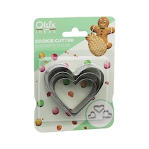 Qlux L-00557 Kurabiye Kalıp 3 Boy Kalp Metal Diğer