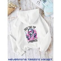 Nevermind Unisex Just The Ön Arka Baskılı Oversize Kapşonlu Sweatshirt 3 I Beyaz