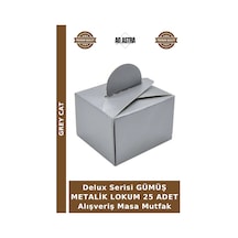 Delux Serisi Gümüş Metalik Lokum 25 Adet Alışveriş Masa Mutfak Çok Renkli