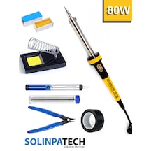 Solinpatech 80w Profesyonel Resistörlü Kalem Havya Pasta Lehim Teli Bant Stand Lehim Pompası Yankeski Lehim Makinesi Seti Ful Set