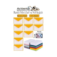 Renkli Mini Zarf 7x9 Cm Not Kağıtlı 10 Adet Küçük Renkli Zarf Mektup Oyun Zarfı Doğum Günü Dilekleri Zarfı Canlı Renkler Sarı