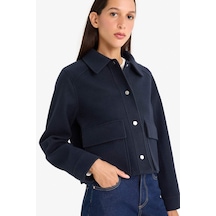 Defacto Regular Fit Polo Yaka Düğmeli Kaşe Mont E8628ax25aunv250 Lacivert