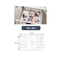 Meleni Home 16'lı Modüler Set Çekmece İçi Düzenleyici - Makyaj Takı Aksesuar Organizer - Dolap İçi Düzenleyici