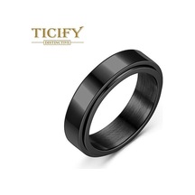 Siyah Dönen Dinamik Titanyum Çelik Yüzük Yüzük Kadın Minimalist Yüzük Yüzük 5 - 5 Siyah