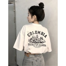 Colombia Chmand Süprem T-shirt - Beyaz Baskılı Oversize Bisiklet Yaka Tişört Beyaz-75708