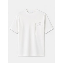 Xint Ekru Pamuk Dokulu Oversize Tişört 502175