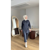 Esra Butik78 Kadın Günlük Scuba Kumaş Pantolonlu Takım 82121710-lacivert