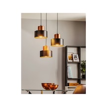 Mylights Üçlü 3 Lü Siyah-bakır Sarkıt Avize Modern Metal Gövde Masaüstü Siyah