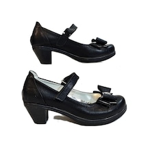 Fiyra 9051 Siyah Kurdaleli Cırtlı Bantlı Kız Çocuk Topuklu Ayakkabı Siyah