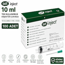 Set İnject Tıpset 10ml 3 Parça Yeşil Uçlu Enjektör-100 Adet