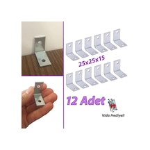 12 Adet Mobilya Eşya Dolap Duvar Sabitleyici Köşe Bağlantı L Demir Gönye Deprem Güvenliği 25x25x15mm