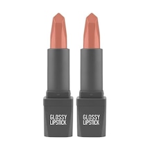 303 Nude Rose Parlak Ruj - Nemlendirici Etkili Pürüzsüz Dudak Görünümü - Glossy Lipstick 2 Paketi 0