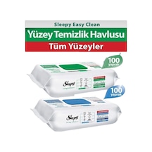 Sleepy Easy Clean Beyaz Sabunlu 100'lü + Çamaşır Suyu Katkılı Temizlik Havlusu 100'lü Tekli