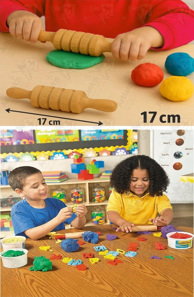 Ahşap Merdane 17 Cm 3 Adet Okul Öncesi Oyun Hamuru Şekillendirici Ve Gıda İçin Uygun Naturel Merdane Seti