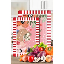 2'li Cam Kesme Tahtası Ve Sunumluk Karışık Renkli Love Desenli 20 X 30 Cm Ve 25 X 35 Cm Çok Renkli