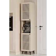 Furnitt Home Panjur Kapaklı Açık Raflı Çok Amaçlı Yüksek Dolap 185x40x37 Cm Beyaz, Gri, Bej/kumtaşı Mutfak, Banyo Ve Depolama Dolabı Bej Çok Renkli