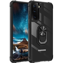 Galaxy S21 Plus Kılıf Kenarları Renkli Antişok Şeffaf Yüzüklü