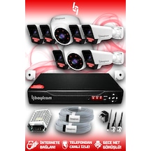 Bayicam 8 Kameralı Süper 2 İç Kamera Set HDD'siz 5 MP 2K Net Gece Görüşlü Güvenlik Kamerası Sistemi