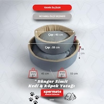 Xpermate Kedi Ve Köpek Yatağı Küçük Irk Köpek Yuvası Sünger Simit Antrasit Bej, 55 Cm