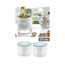 Meleni Home 2'li Set Süzgeçli Turşuluk - Zeytin Turşu Saklama Kabı 2,5 Lt