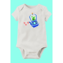 Babylimon Organik Baskılı Pamuklu Unisex Bebek Body Beyaz - 132207419 Beyaz