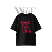 Thewert Queen Of Hearts 1 Tasarım Baskılı Ünisex Siyah Oversize T-shirt