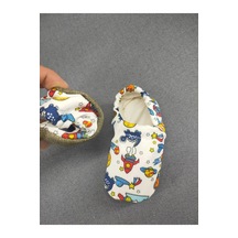 Loove Bebe Bebek Patik Ev Kreş Ayakkabısı Lastikli Ergonomik Tasarım Desenli Uzay Beyaz