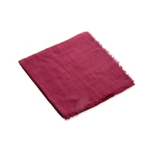 Flamlı Kare Pamuklu Örtü - Bordo