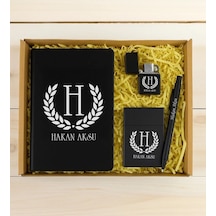 Bk Gift Kişiye Özel İsimli Siyah Defter & Kalem & Çakmak & Sigara Kutusu Hediye Seti-1 Babalar Günü Hediyesi, Erkeklere Özel Hediye Kobitmeyencom342
