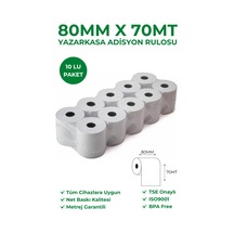 80x70 Termal Rulo Yazarkasa Adisyon Rulosu 1 Paket 10 Adet Tse Belgeli Bpa Free