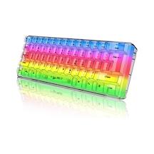 Geeksen 61 Tuşlu Rgb Şeffaf Oyun Klavyesi Usb Arkadan Aydınlatmalı Klavye Ergonomik Tasarım Çıkar Şeffaf