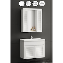 Çuha 80 Cm Beyaz Mdf Panjurlu Asma Banyo Dolabı Takımı Beyaz