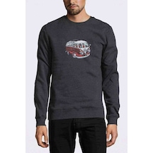 Wv Karavan Baskılı Füme Antrasit Erkek Örme Sweatshirt