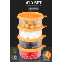 Meleni Home Organizer Düzenleyici Erzak Kabı Yuvarlak Gıda Saklama Kabı Seti Turuncu 4'lü 4 x 250 ML Turuncu