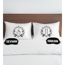 Bk Gift Kişiye Özel Baş Harfli Pamuklu Yastık Kılıfı Ve Göz Bandı Çift Uyku Seti-2, Tasarım Ev Tekstili, Uyku Bandı, Ev Hediyesi
