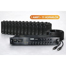 Tenses063, Eco Seri Ses Sistemi Amfi + Duvar Tipi Hoparlör Seti Cafe, Restoran, Mağaza, Masaj Salonu İçin Bluetooth + Usb