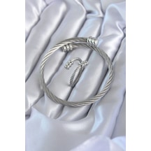 316l Çelik Gümüş Renk Sarmal Model Erkek Bileklik Yüzük Kombini - Tj-eb3596 Diğer