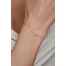 Bayar Gold 14 Ayar Altın Mini Kalp Bileklik Sarı Altın