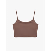 Koton Slim Fit İnce Askılı Crop Spor Bluz Mürdüm 7wak30031nk Mor