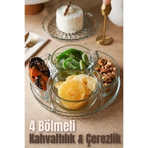 Vienev 4 Bölmeli Cam Kahvaltılık - Çerezlik Şeffaf