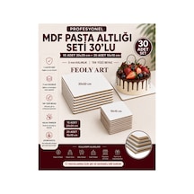 Profesyonel Mdf Pasta Altlığı Seti 30'lu 10 Adet 20x20 Cm + 20 Adet 10x10 Cm 2,7-3 Mm Tek Yüzü Beyaz Beyaz / Kahverengi